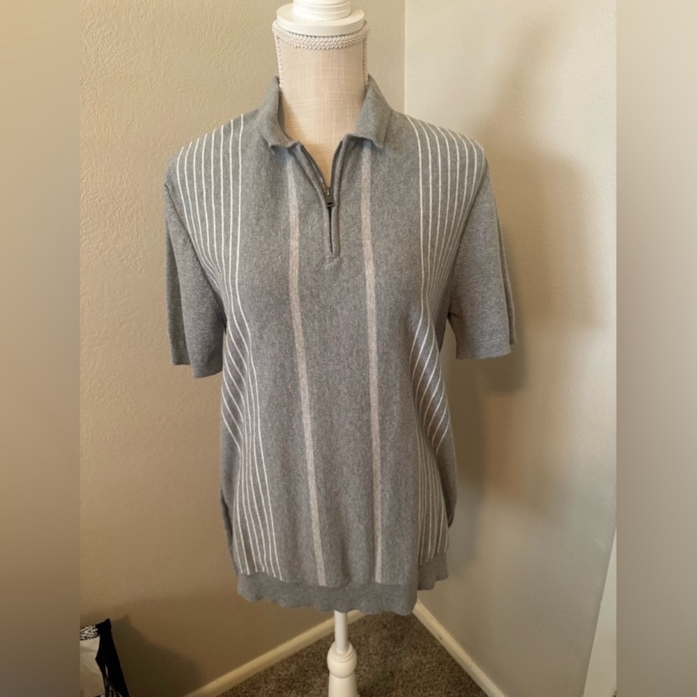Express Gray Zip-Up Polo Sweater